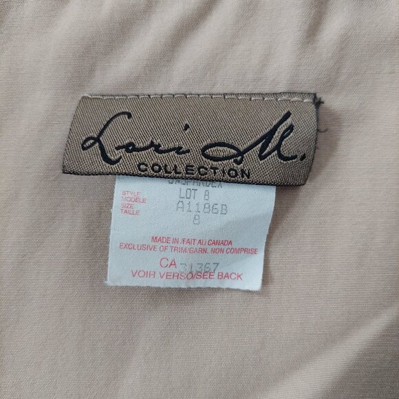 Vintage 1990s Lori M Beige Stretchy Ruffle Dress, Size 8 - Picture 6 of 7